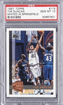 1997/98 Topps "Minted in Springfield" #115 Tim Duncan Rookie Card – PSA GEM MT 10